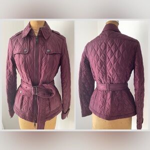 Nearly new Burberry Brit quilted jacket Finsbridge coat Plum Cabernet S P